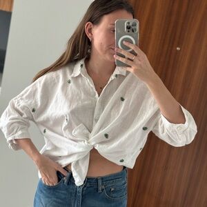 White linen shirt with embroidery